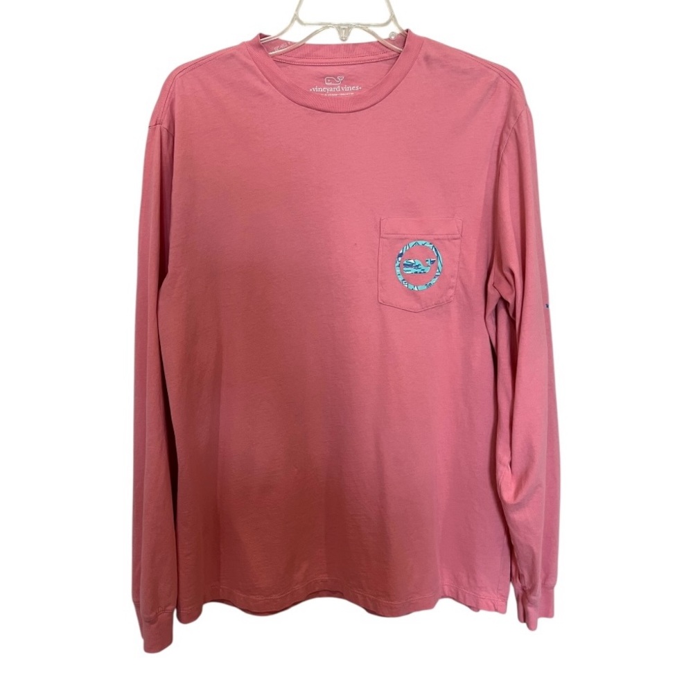 Vineyard Vines pink whale floral logo long sleeve t-shirt oversized size medium